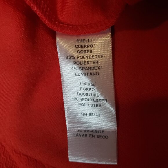 London Times Red Fit & Flare Dress Shoulder Detail Knee Length V Neck Size 14 - Picture 12 of 14